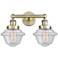 Oxford 15.5" Wide 2 Light Antique Brass Bath Vanity Light With Seedy S