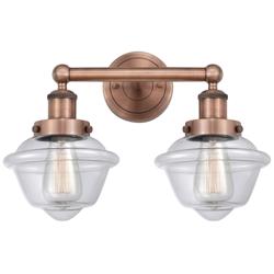 Oxford 15.5&quot; Wide 2 Light Antique Copper Bath Vanity Light With Clear