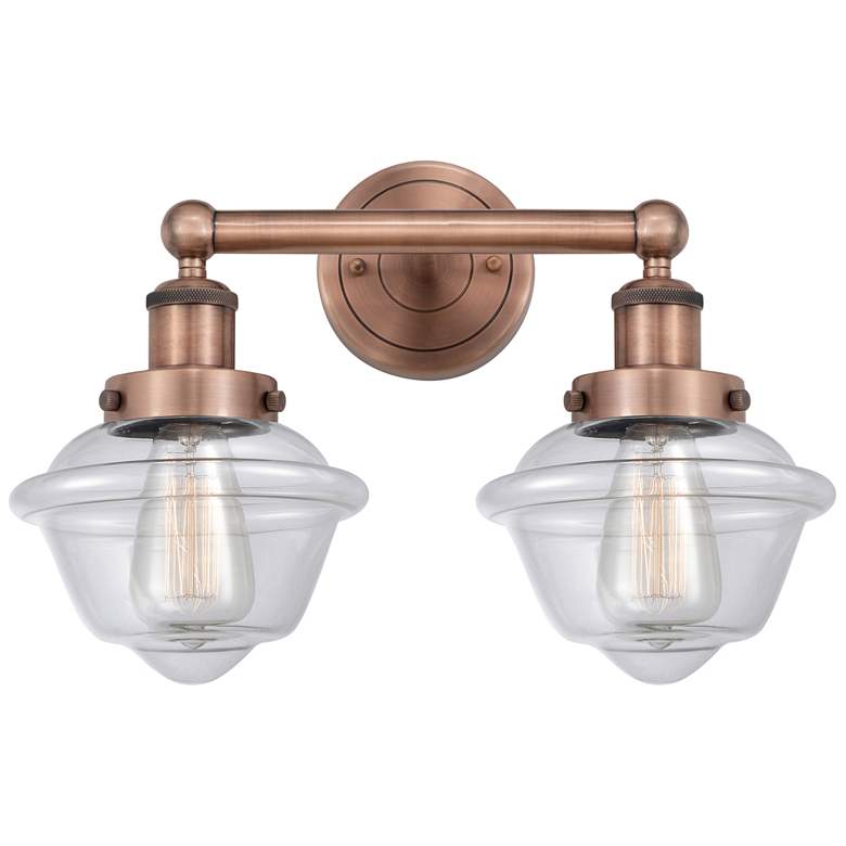 Image 1 Oxford 15.5 inch Wide 2 Light Antique Copper Bath Vanity Light With Clear 