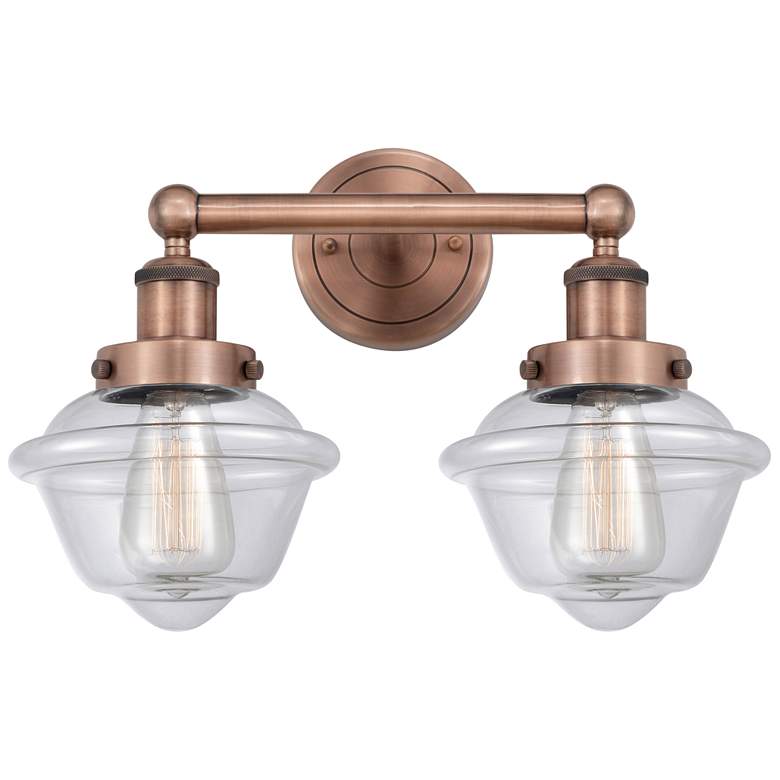 Image 1 Oxford 15.5" Wide 2 Light Antique Copper Bath Vanity Light With Clear