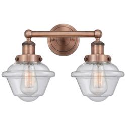 Oxford 15.5&quot; Wide 2 Light Antique Copper Bath Vanity Light With Seedy