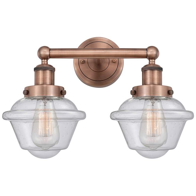 Image 1 Oxford 15.5" Wide 2 Light Antique Copper Bath Vanity Light With Seedy