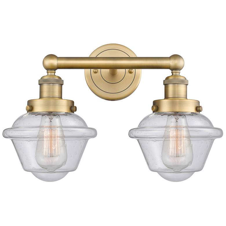 Image 1 Oxford 15.5" Wide 2 Light Brushed Brass Bath Vanity Light With Seedy S