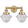 Oxford 15.5" Wide 2 Light Brushed Brass Bath Vanity Light With Seedy S