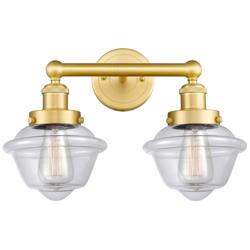 Oxford 15.5&quot; Wide 2 Light Satin Gold Bath Vanity Light With Clear Shad