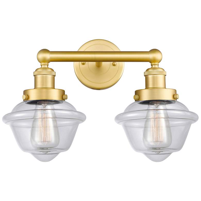 Image 1 Oxford 15.5" Wide 2 Light Satin Gold Bath Vanity Light With Clear Shad