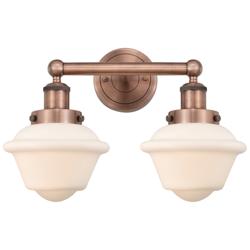 Oxford 15.5&quot;W 2 Light Antique Copper Bath Vanity Light With White Shad
