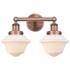 Oxford 15.5"W 2 Light Antique Copper Bath Vanity Light With White Shad