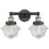 Oxford 15.5"W 2 Light Black Antique Brass Bath Light With Clear Shade