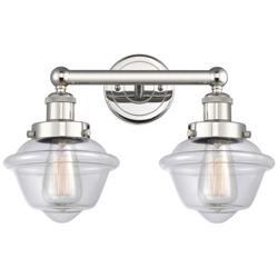 Oxford 15.5&quot;W 2 Light Polished Nickel Bath Vanity Light With Clear Sha