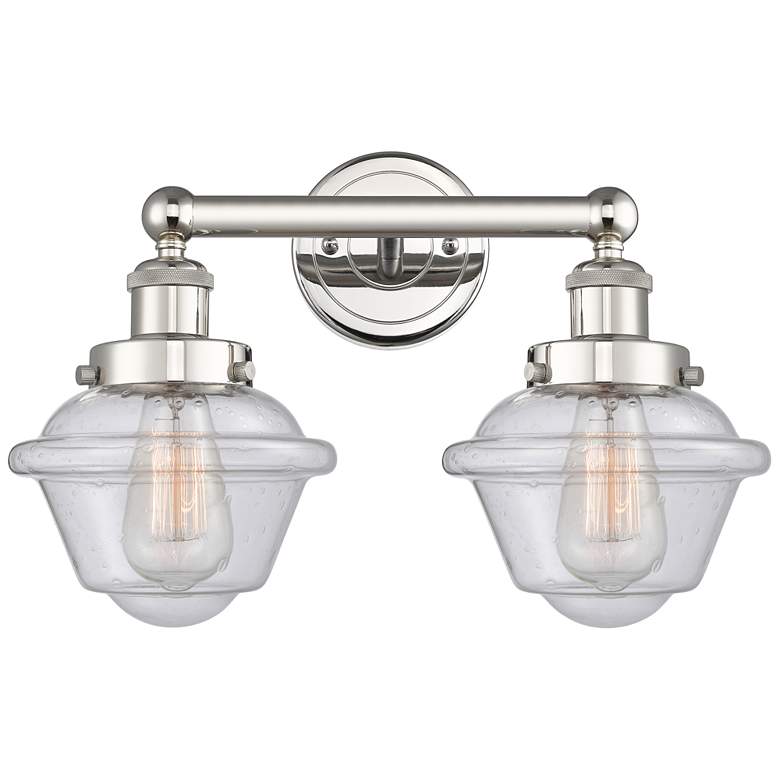Image 1 Oxford 15.5"W 2 Light Polished Nickel Bath Vanity Light With Seedy Sha