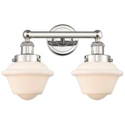 Oxford 15.5&quot;W 2 Light Polished Nickel Bath Vanity Light With White Sha