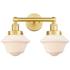 Oxford 15.5"W 2 Light Satin Gold Bath Vanity Light With Matte White Sh