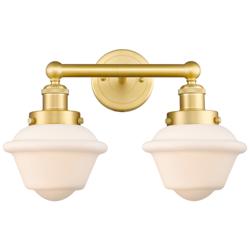 Oxford 15.5"W 2 Light Satin Gold Bath Vanity Light With Matte White Sh
