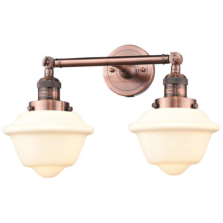 Image 1 Oxford 17" 2-Light Antique Copper Bath Light w/ Matte White Shade