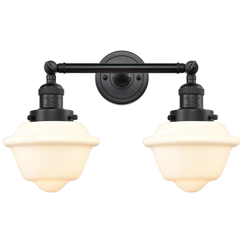 Image 1 Oxford 17" 2-Light Matte Black Bath Light w/ Matte White Shade