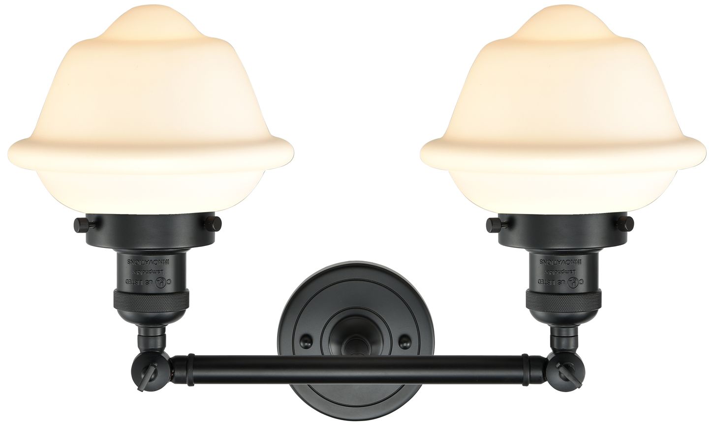 Image 2 Oxford 17" 2-Light Matte Black Bath Light w/ Matte White Shade more views