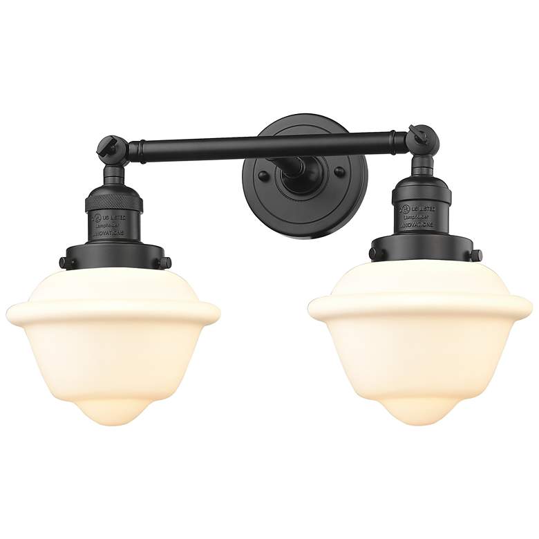 Image 1 Oxford 17" 2-Light Oil Rubbed Bronze Bath Light w/ Matte White Shade