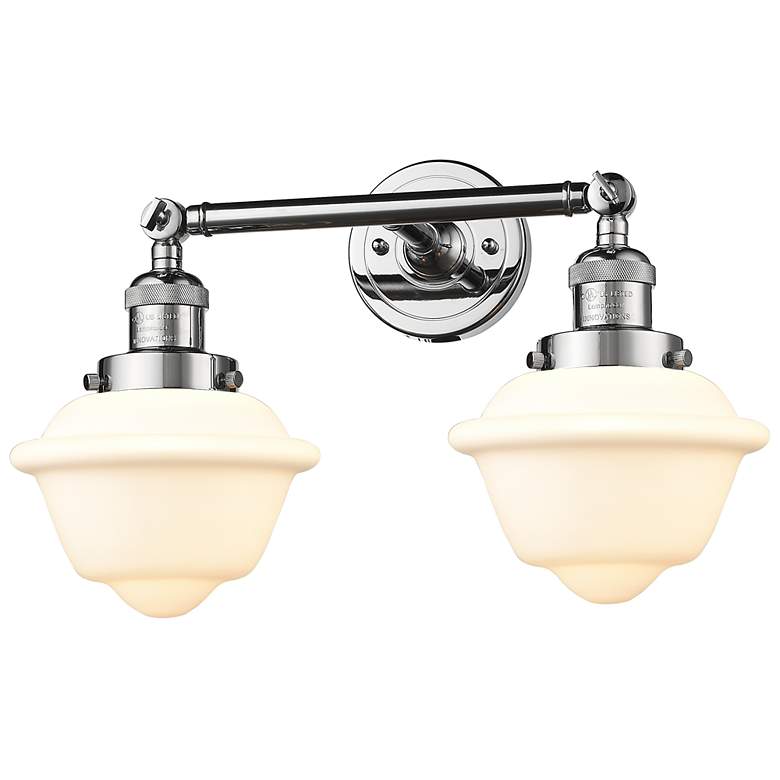 Image 1 Oxford 17" 2-Light Polished Chrome Bath Light w/ Matte White Shade