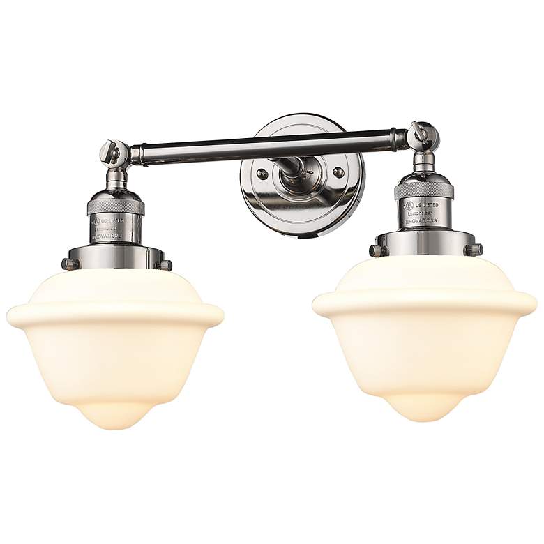 Image 1 Oxford 17" 2-Light Polished Nickel Bath Light w/ Matte White Shade