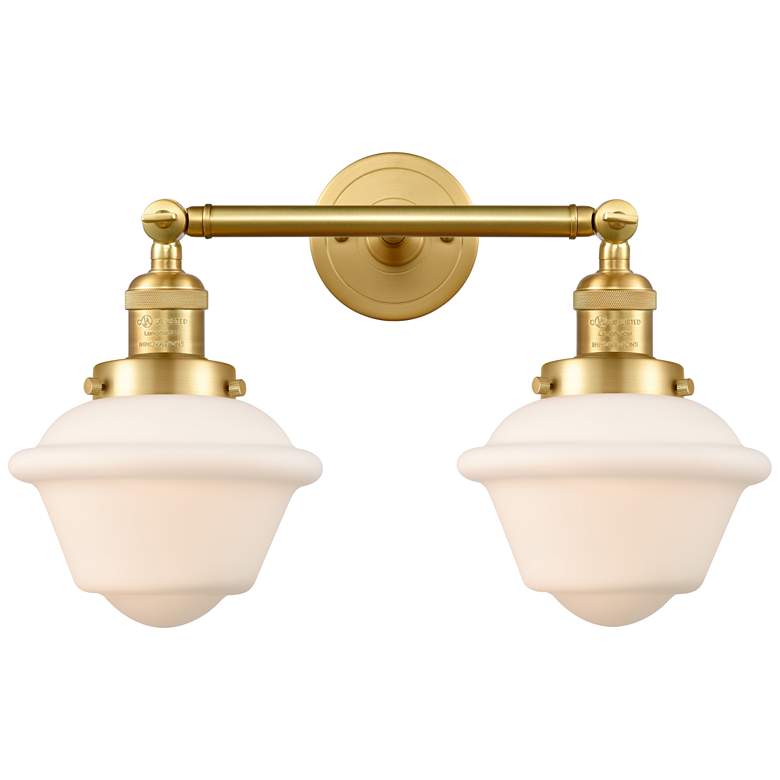 Image 1 Oxford 17" 2-Light Satin Gold Bath Light w/ Matte White Shade
