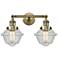 Oxford 17" Wide 2 Light Antique Brass Bath Vanity Light w/ Seedy Shade