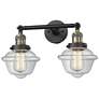 Oxford 17" Wide 2 Light Black Brass Bath Vanity Light w/ Clear Shade