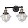 Oxford 17" Wide 2 Light Black Brass Bath Vanity Light w/ Clear Shade