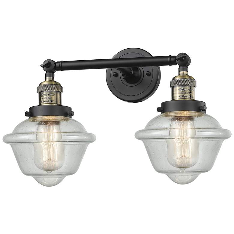 Image 1 Oxford 17" Wide 2 Light Black Brass Bath Vanity Light w/ Seedy Shade