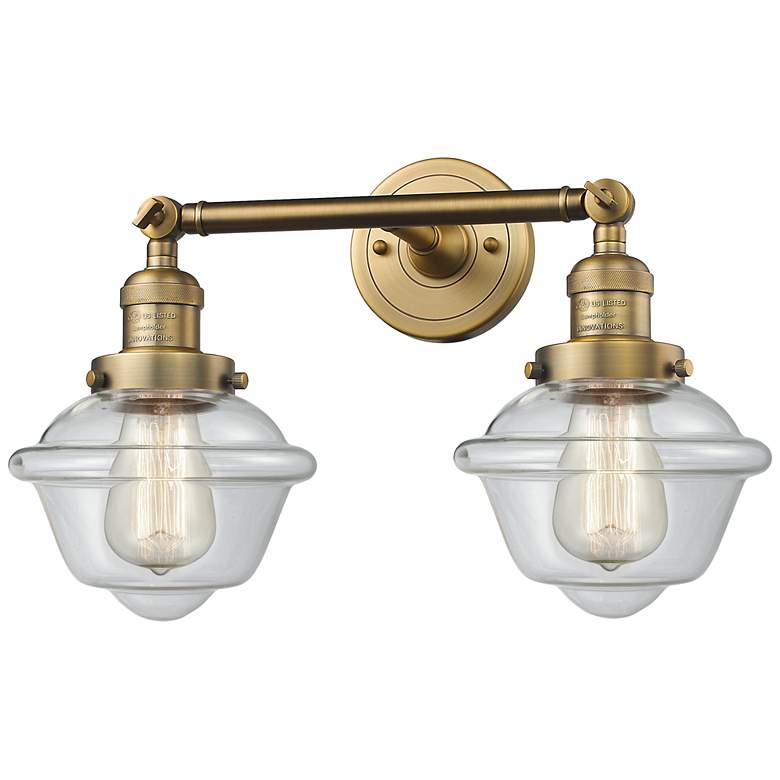 Image 1 Oxford 17" Wide 2 Light Brushed Brass Bath Vanity Light w/ Clear Shade