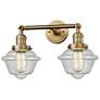 Oxford 17" Wide 2 Light Brushed Brass Bath Vanity Light w/ Seedy Shade