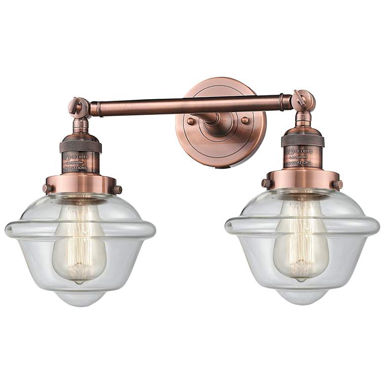 Image 1 Oxford 17" Wide 2 Light Copper Bath Vanity Light w/ Clear Shade