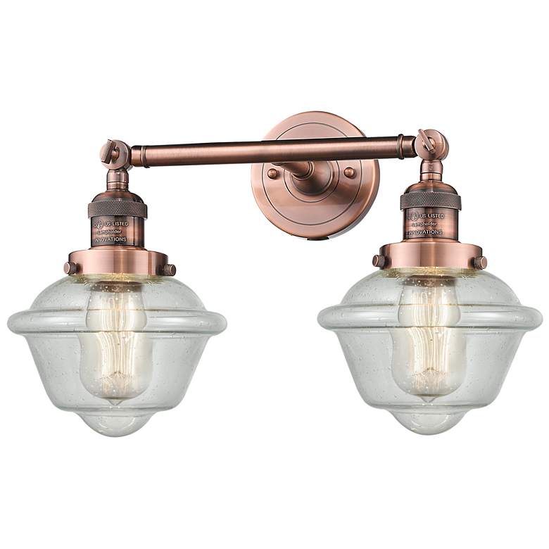 Image 1 Oxford 17" Wide 2 Light Copper Bath Vanity Light w/ Seedy Shade