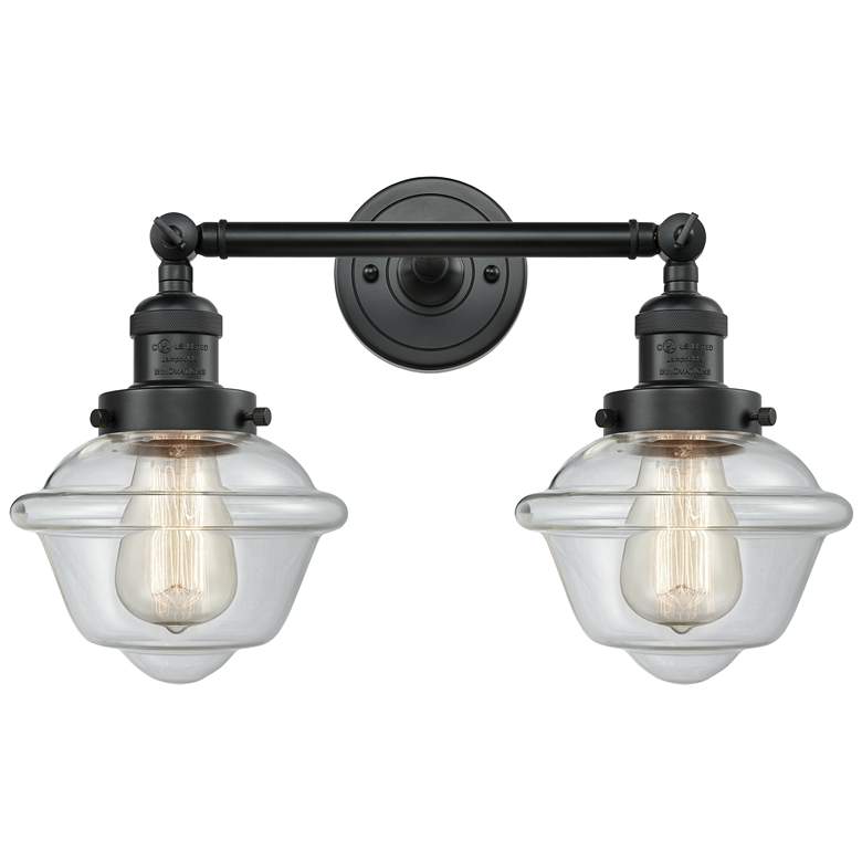 Image 1 Oxford 17" Wide 2 Light Matte Black Bath Vanity Light w/ Clear Shade