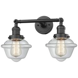 Oxford 17" Wide 2 Light Oil Rubbed Bronze Bath Vanity Light w/ Clear S