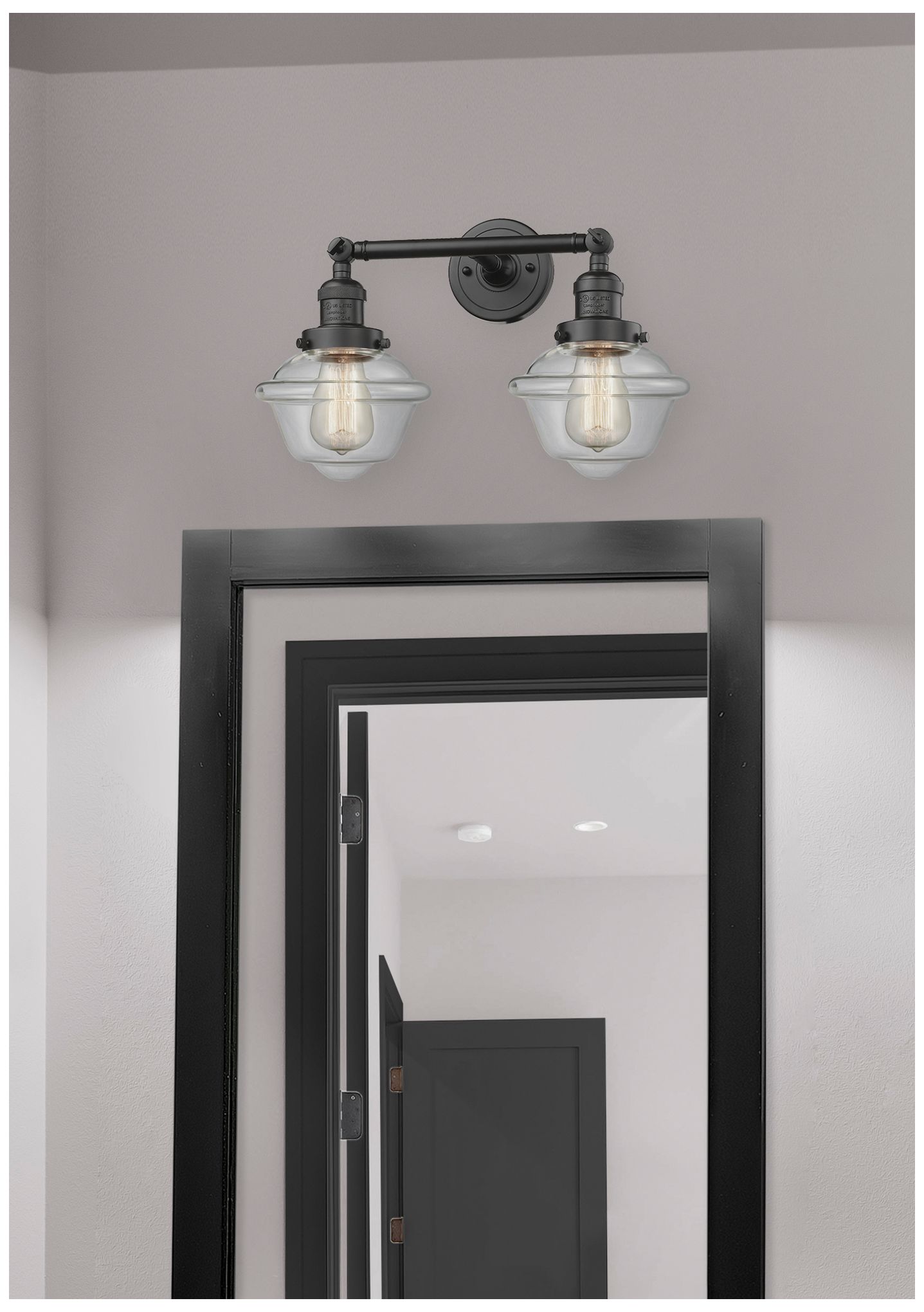 Image 5 Oxford 17" Wide 2 Light Oil Rubbed Bronze Bath Vanity Light w/ Clear S more views