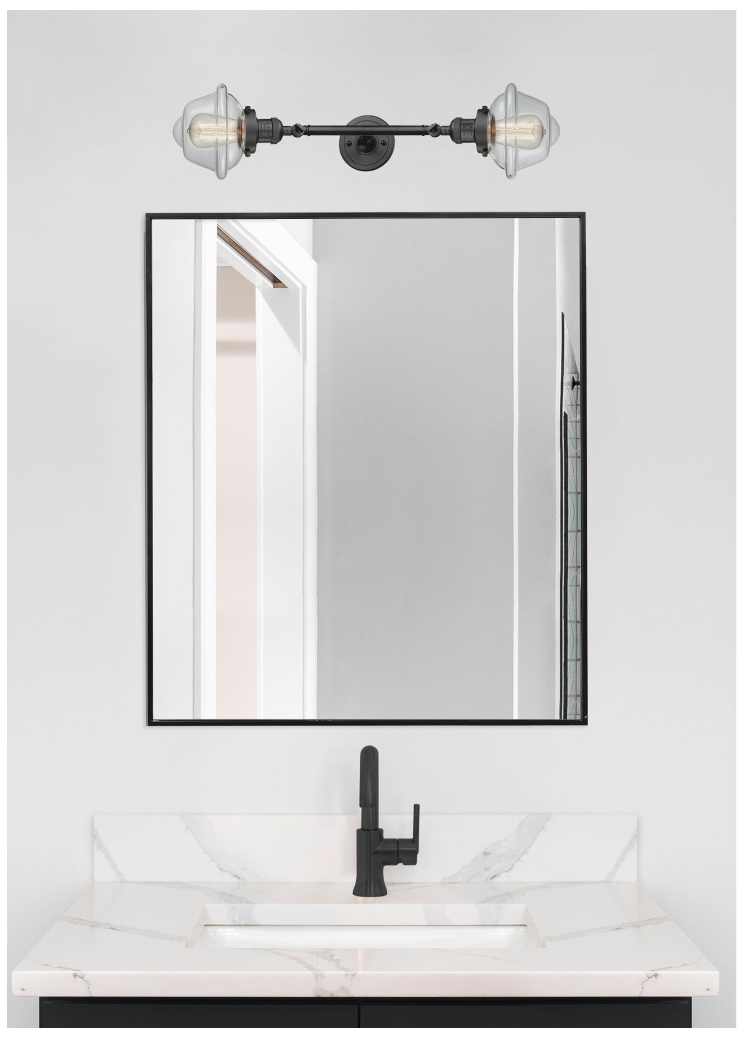 Image 6 Oxford 17" Wide 2 Light Oil Rubbed Bronze Bath Vanity Light w/ Clear S more views