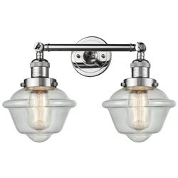 Oxford 17" Wide 2 Light Polished Chrome Bath Vanity Light w/ Seedy Sha
