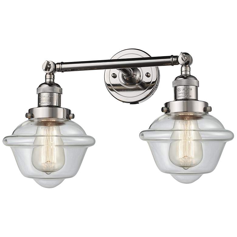Image 1 Oxford 17" Wide 2 Light Polished Nickel Bath Vanity Light w/ Clear Sha