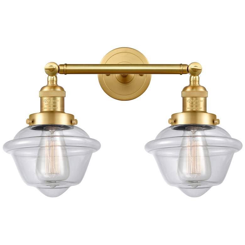 Image 1 Oxford 17" Wide 2 Light Satin Gold Bath Vanity Light w/ Clear Shade