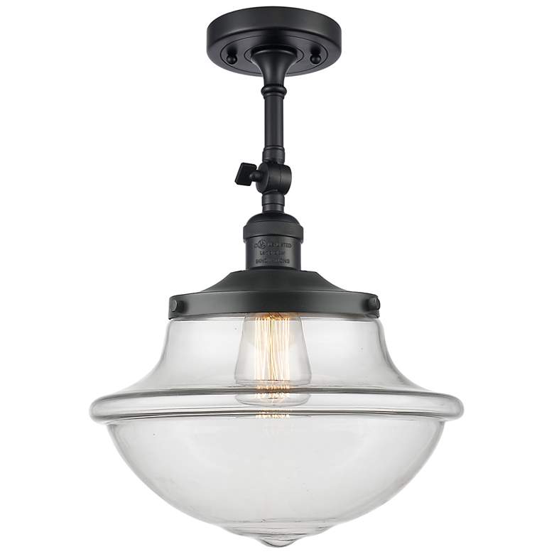 Image 1 Oxford 17" Wide Matte Black and Clear Glass Ceiling Light
