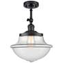 1_Oxford 17" Wide Matte Black and Clear Glass Ceiling Light