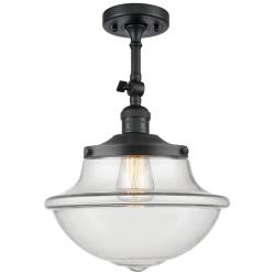 Oxford 17" Wide Matte Black and Clear Glass Ceiling Light