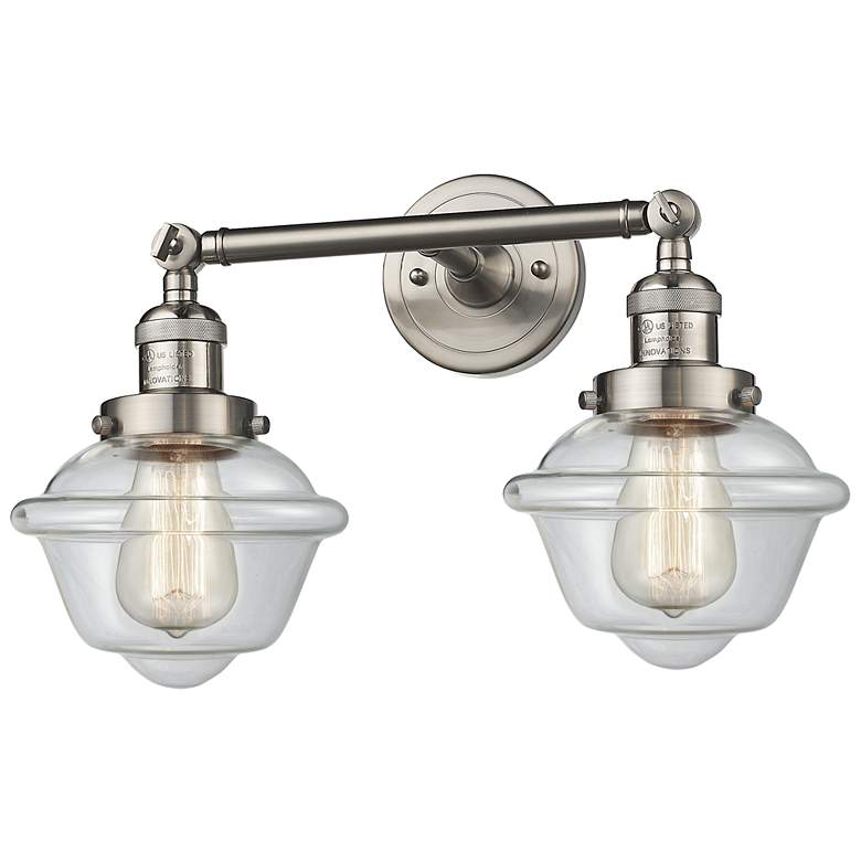 Image 1 Oxford 17"W 2 Light Brushed Satin Nickel Bath Vanity Light w/ Clear Sh