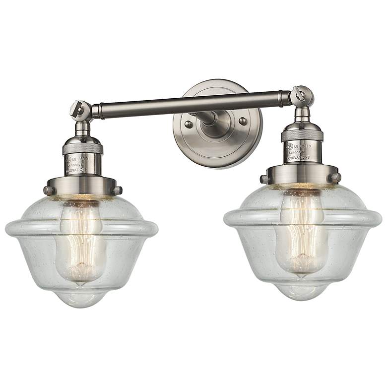 Image 1 Oxford 17"W 2 Light Brushed Satin Nickel Bath Vanity Light w/ Seedy Sh
