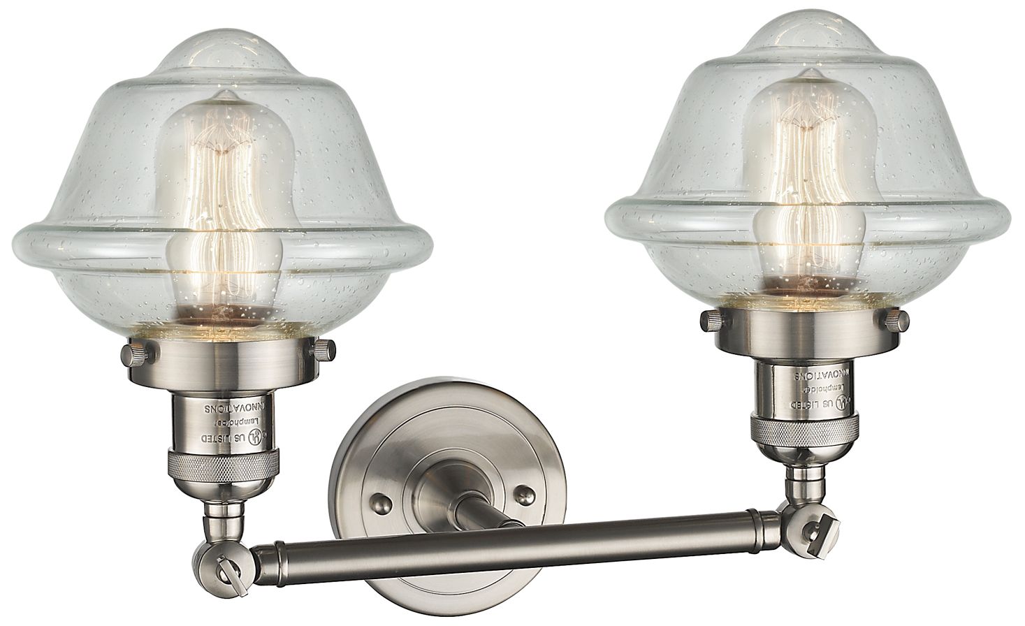 Image 2 Oxford 17"W 2 Light Brushed Satin Nickel Bath Vanity Light w/ Seedy Sh more views