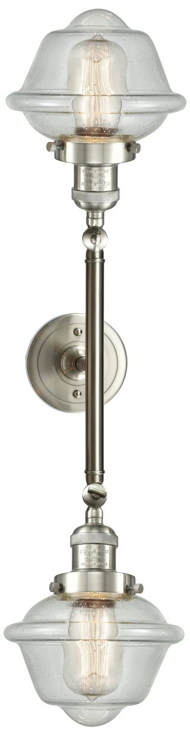 Image 3 Oxford 17"W 2 Light Brushed Satin Nickel Bath Vanity Light w/ Seedy Sh more views