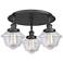 Oxford 18.25" Wide 3 Light Matte Black Flush Mount With Clear Glass Sh
