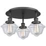 Oxford 18.25" Wide 3 Light Matte Black Flush Mount With Clear Glass Sh