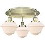 Oxford 18.25"W 3 Light Antique Brass Flush Mount w/ Matte White Glass